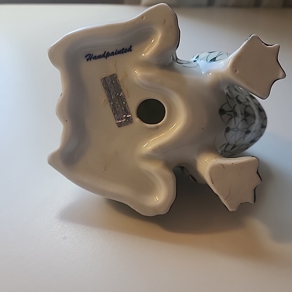 Andrea By Sadek Hand Painted Porcelain Frog Green And White. - Picture 9 of 13